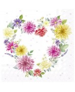 Servilleta 33cmx33cm CORAZÓN HECHO DE FLORES