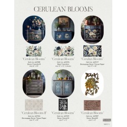 Papel de seda Cerulean Blooms 49,5 cm x 76,2 cm. Re-Design with Prima