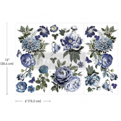 Transfer Indigo Petals Incluye tres hojas únicas de 15 cm x 30 cm. Re-Design with Prima