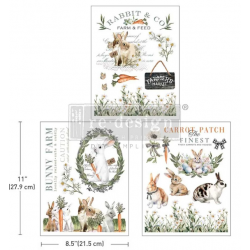 Transfer Blossom Bunnies Incluye tres hojas únicas de 21.59 Xcm x 28cm. Re-Design with Prima