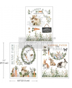 Transfer Blossom Bunnies Incluye tres hojas únicas de 21.59 Xcm x 28cm. Re-Design with Prima