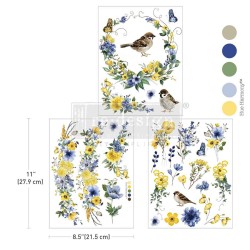 Transfer Sunlit Aviary Incluye tres hojas únicas de 21.59 Xcm x 28cm. Re-Design with Prima