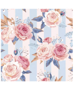 copy Servilleta 33cmx33cm- Rosas rosadas sobre rayas azules
