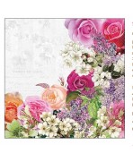 Servilleta 33cmx33cm-Borde de flores mixtas