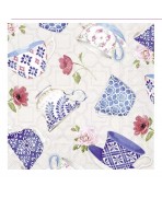 Servilleta 33cmx33cm-TAZAS DE CAFÉ INDIGO gris claro