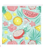 Servilleta 33cmx33cm- Frutas exóticas sobre azul claro