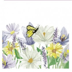Servilleta 33cmx33cm- Flores de jardín en tonos pastel con mariposas
