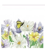 Servilleta 33cmx33cm- Flores de jardín en tonos pastel con mariposas
