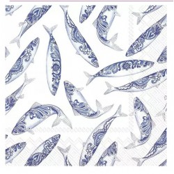 Servilleta 33cmx33cm  PESCADO DECORATIVO blanco