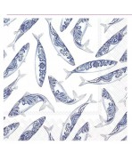 Servilleta 33cmx33cm  PESCADO DECORATIVO blanco
