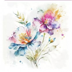 Servilleta 33cmx33cm- Flores Pastel De Acuarela