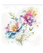 Servilleta 33cmx33cm- Flores Pastel De Acuarela