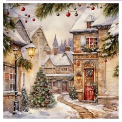 Servilletas 33x33 cm Pueblo Navideño