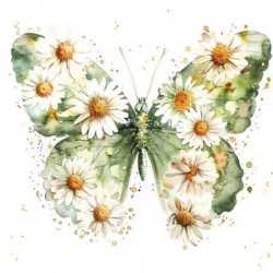SERVILLETA 33X33 MARIPOSA  Y MARGARITAS