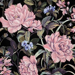 SERVILLETA 33X33  FLOR FONDO NEGRO