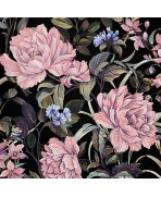 SERVILLETA 33X33  FLOR FONDO NEGRO