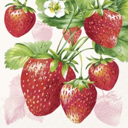 SERVILLETAS 33X33  FRESAS CREAM