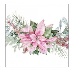 Servilleta 33X33  Flor de Pascua rosa
