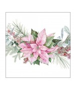 Servilleta 33X33  Flor de Pascua rosa