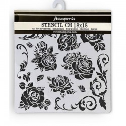 STENCIL STAMPERIA 18X18 SHABBY ROSES