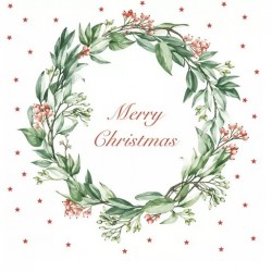 Servilleta 33cmx33 Feliz Navidad con corona