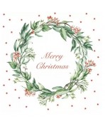 Servilleta 33cmx33 Feliz Navidad con corona