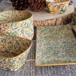 Sábado 14 de FEBRERO Monográfico decoupage una bandeja mediana y dos cuencos. redondo con papel de regalo-De 10:30 a 14:30h