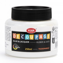 Viva Decor Decoupage Kleber & Lack 250 ml Transparente .Cola y Barniz 2 en 1 para Decoupage y Manualidades