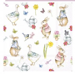 Servilleta 33cmx33cm-easter jardin conejo