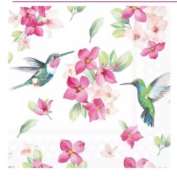 Servilleta 33x33 cm - Colibríes diligentes blancos