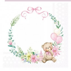 Servilleta 33cmx33cm Osito de peluche rosa
