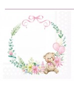 Servilleta 33cmx33cm Osito de peluche rosa