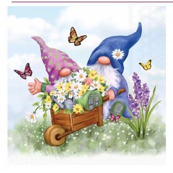 Servilleta 33cmx33cm Gnomos de jardinería