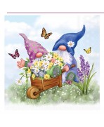 Servilleta 33cmx33cm Gnomos de jardinería