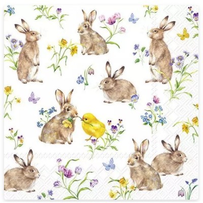 Servilleta 33cmx33cm Conejos primavera