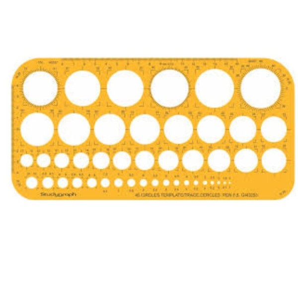 Plantilla círculos Graph'It Studygraph 45 círculos de 1 a 36 mm para dibujo técnico