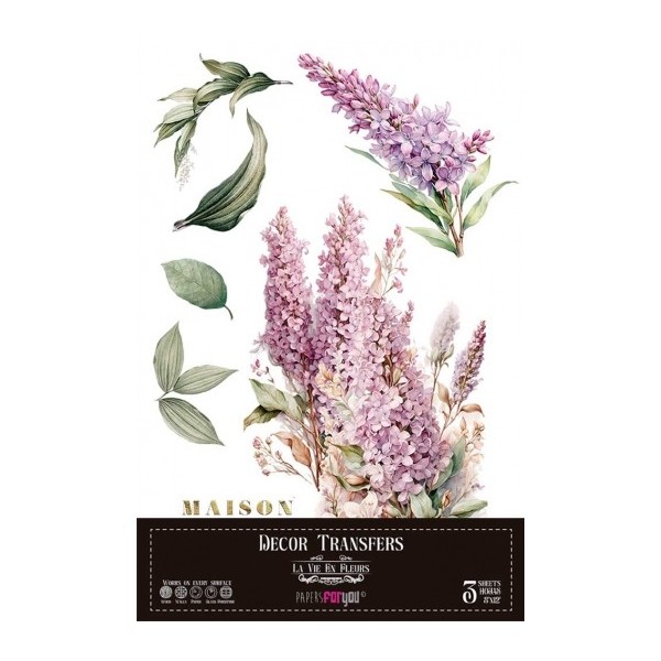 La Vie En Fleurs Decor Transfers 8x12" lilacs