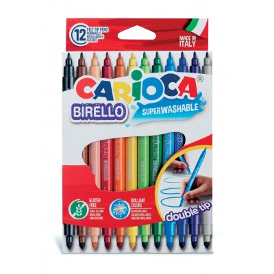 Rotulador doble punta Carioca Birello, estuche de 12 colores