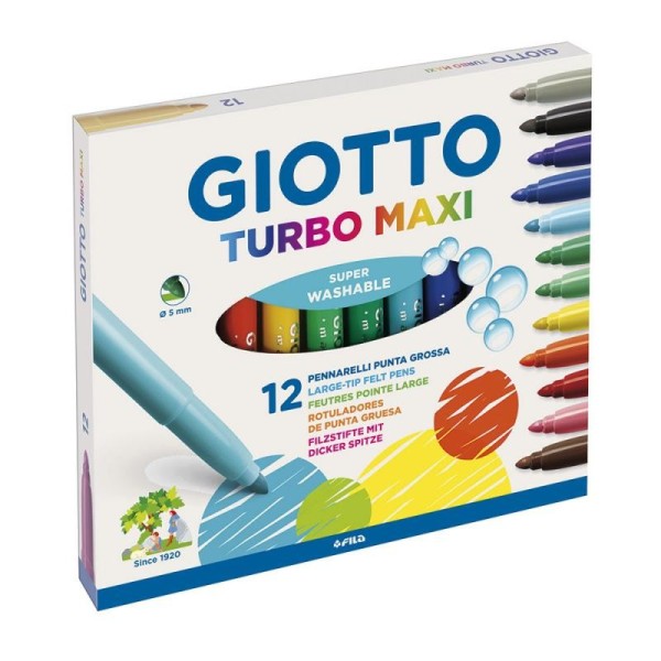 Rotuladores Giotto Turbo Maxi – Estuche de 12 Colores