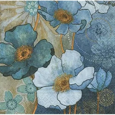 Servilleta 33cmx33cm Flores azules