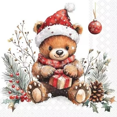 Servilletas 33x33 cm Oso navidad