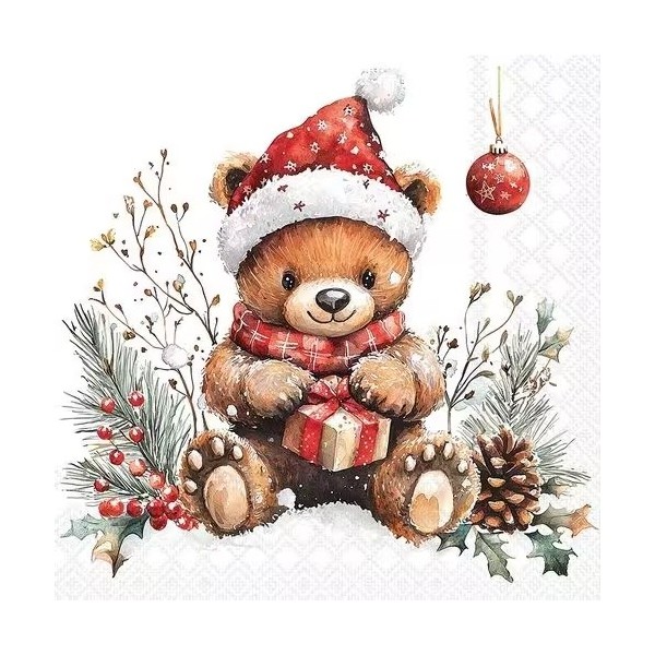 Servilletas 33x33 cm Oso navidad