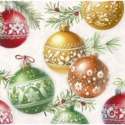 Servilletas 33x33 cm bolas de navidad coloridas