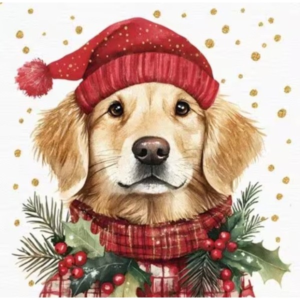 Servilletas 33x33 cm Simón perro con atuendo navideño