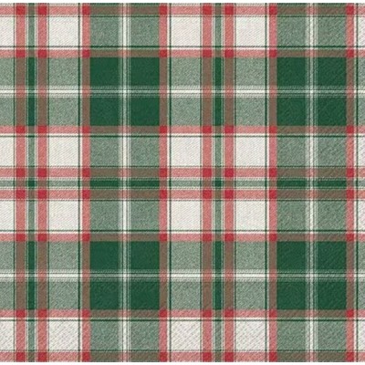 Servilletas 33x33 cm rayas a cuadros rojas y verdes