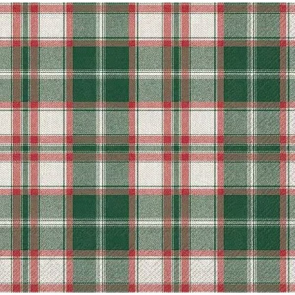 Servilletas 33x33 cm rayas a cuadros rojas y verdes