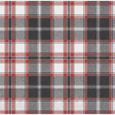 Servilletas 33x33 cm rayas a cuadros rojas y negras