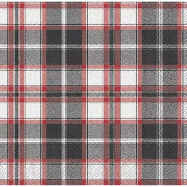 Servilletas 33x33 cm rayas a cuadros rojas y negras