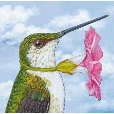 Servilletas 33x33 cm Lucinda – colibrí sobre flor grande
