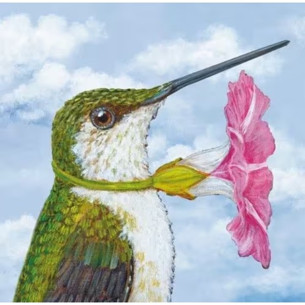 Servilletas 33x33 cm Lucinda – colibrí sobre flor grande